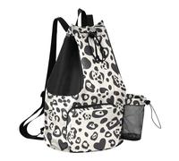 GuoChe Drawstring Backpack Gym Swim Bag With Water Bottle Holder Cinch Back Sack Wet and Dry Separation, Leopard Print Pattern a Seamless Repeating Pattern, One Size, Childrens-school-backpacks
