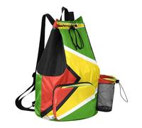 GuoChe Drawstring Backpack Sports Bag With Water Bottle Pocket Pull String Bag Dry Wet Separation, National Flag of Guyana, One Size, Childrens-school-backpacks