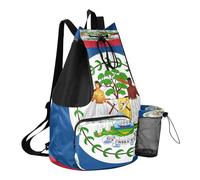GuoChe Drawstring Backpack Sports Gym Bag With Water Bottle Holder String Bookbag Dry Wet Separation, National Flag of Belize, One Size, Childrens-school-backpacks