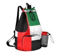 GuoChe Drawstring Backpack Summer Camp Bag With Pockets Cinch Back Sack Dry Wet Separation, National Flag of the United Arab Emirates, One Size, Childrens-school-backpacks