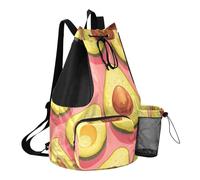 GuoChe Drawstring Backpacks Gym Swim Bag With Inside Pockets Pull String Bag Waterproof, Cute Avocados Hot Blush, One Size, Childrens-school-backpacks
