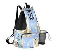 GuoChe Drawstring Backpacks Gym Swim Bag With Inside Pockets Pull String Bag Waterproof, Cute Polar Bear Blue, One Size, Childrens-school-backpacks