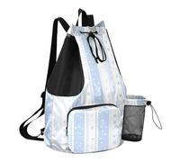 GuoChe Drawstring Backpacks Gym Swim Bag With Inside Pockets Pull String Bag Waterproof, Flowers Polka Dot Blue Stipe, One Size, Childrens-school-backpacks