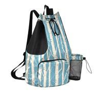GuoChe Drawstring Backpacks Gym Swim Bag With Inside Pockets Pull String Bag Waterproof, Huge Birch Turquoise, One Size, Childrens-school-backpacks