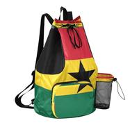 GuoChe Drawstring Beach Bags Gym Sackpack With Inside Pockets Cinch Sacks Dry Wet Separation, National Flag of Ghana, One Size, Childrens-school-backpacks