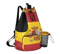GuoChe Drawstring Beach Bags Gym Sackpack With Inside Pockets Cinch Sacks Dry Wet Separation, National Flag of Spain, One Size, Childrens-school-backpacks