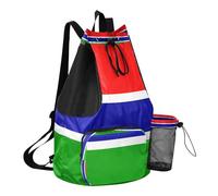 GuoChe Drawstring Beach Bags Gym Sackpack With Inside Pockets Cinch Sacks Dry Wet Separation, National Flag of the Gambia, One Size, Childrens-school-backpacks