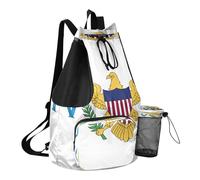 GuoChe Drawstring Beach Bags Gym Swim Bag With Pockets Cinch Sack Wet and Dry Separation, Us Virgin Islands Flag, One Size, Childrens-school-backpacks