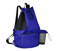 GuoChe Drawstring Beach Bags Summer Camp Bag With Water Bottle Holder String Swim Bag Dry Wet Separation, Dark Blue, One Size, Childrens-school-backpacks