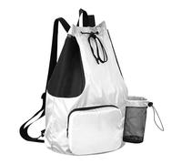 GuoChe Drawstring Beach Bags Summer Camp Bag With Water Bottle Holder String Swim Bag Dry Wet Separation, White Smoke, One Size, Childrens-school-backpacks