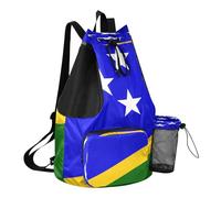GuoChe Drawstring Gym Bags Gym Swim Bag With Pockets Cinch Back Sack Dry Wet Separation National Flag Of Solomon Islands