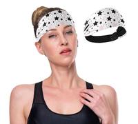 GuoChe Dreamy Black Stars Moisture Wicking Fabric Headbands for Women Elastic Head for Women for Washing Face Gym Athletic Sports Cycling