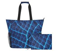 GuoChe Easter Rabbit Blue Beach Bag for Women, Swim Lightweight Pool Bag with Large Inner Pocket, Blue Crocodiles Skin, One Size