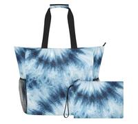 GuoChe Easter Rabbit Blue Beach Bag for Women, Swim Lightweight Pool Bag with Large Inner Pocket, Rose Blue Tie Dye, One Size