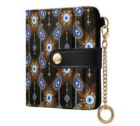 GuoChe Evil Eye and Paisley Pattern Women's Folding Wallet For Women Waterproof PU Leather Wallet for Women Boys Girls