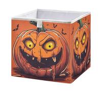 GuoChe Fabric Storage Cube Bin Foldable Organizer Basket for Organization Shelf Basket for Shelves Halloween Pumpkin Little monsters