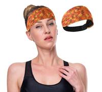 GuoChe Fall Camouflage Maples Cooling Stretch Headbands for Women Elastic Sweaty Bands for Running,Yoga,Gym,Athletic Sports