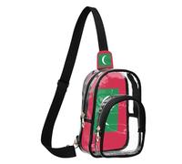 GuoChe Fanny Pack Transparent PVC durables Fabric Compact Size Adjustable Strap Multi Pockets Front Storage, National Flag of Maldives, One Size
