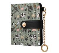 GuoChe Farm Animals Pattern Ladies Folding Coin Wallet Convenient Everyday PU Leather Wallet for Women Boys Girls