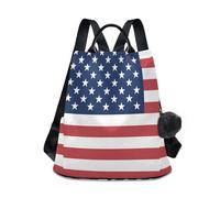 GuoChe Fashion Backpack for Women College Multipurpose for Travel, Work, Everyday with Pom-pom Keychain, Flag of the United States Minor Outlying Islands, One Size, Travel Backpacks