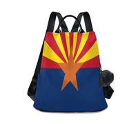 GuoChe Fashion Backpack Middle School Trendy for Travel, Work, Everyday with Pom-pom Keychain, Arizona State Flag, One Size, Travel Backpacks