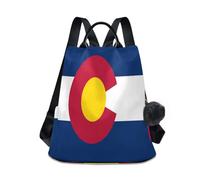 GuoChe Fashion Backpack Middle School Trendy for Travel, Work, Everyday with Pom-pom Keychain, Colorado State Flag, One Size, Travel Backpacks
