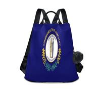 GuoChe Fashion Backpack Middle School Trendy for Travel, Work, Everyday with Pom-pom Keychain, Kentucky State Flag, One Size, Travel Backpacks
