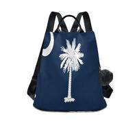 GuoChe Fashion Backpack Middle School Trendy for Travel, Work, Everyday with Pom-pom Keychain, South Carolina State Flag, One Size, Travel Backpacks