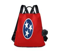 GuoChe Fashion Backpack Middle School Trendy for Travel, Work, Everyday with Pom-pom Keychain, Tennessee State Flag, One Size, Travel Backpacks