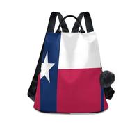 GuoChe Fashion Backpack Middle School Trendy for Travel, Work, Everyday with Pom-pom Keychain, Texas State Flag, One Size, Travel Backpacks