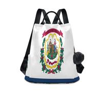 GuoChe Fashion Backpack Middle School Trendy for Travel, Work, Everyday with Pom-pom Keychain, West Virginia State Flag, One Size, Travel Backpacks