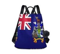 GuoChe Fashion Backpack Purses for Women Trendy for Travel, Work, Everyday with Pom-pom Keychain, Flag of South Georgia and the South Sandwich, One Size, Travel Backpacks