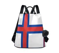 GuoChe Fashion Backpack Purses for Women Trendy for Travel, Work, Everyday with Pom-pom Keychain, Flag of the Faroe Islands, One Size, Travel Backpacks