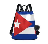 GuoChe Fashion Backpack Purses for Women Trendy for Travel, Work, Everyday with Pom-pom Keychain, National Flag of Cuba, One Size, Travel Backpacks