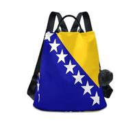 GuoChe Fashion Backpack Purses for Women Trendy for Travel, Work, Everyday with Pom-pom Keychain, National Flag of Bosnia and Herzegovina, One Size, Travel Backpacks