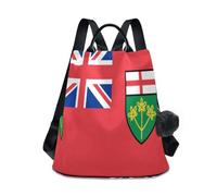 GuoChe Fashion High School Backpack Anti-theft for Travel, Work, Everyday with Pom-pom Keychain, Ontario Flag, One Size, Travel Backpacks
