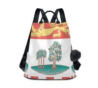 GuoChe Fashion High School Backpack Anti-theft for Travel, Work, Everyday with Pom-pom Keychain, Prince Edward Island Flag, One Size, Travel Backpacks