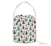 GuoChe Festive Christmas Trees Snowflakes Scandinavian Gnomes Yarn Storage Bag Crochet Yarn Organizer Portable Crocheting Bag for Knitting Tools Crochet Travel