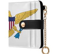 GuoChe Flag Of Uzbekistan Women's Leather Folding Wallet Portable PU Leather Folding Wallet for Men Women Travel, US Virgin Islands Flag, One Size, Modern