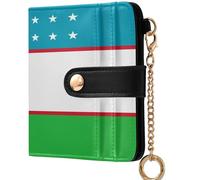 GuoChe Flag Of Uzbekistan Women's Leather Folding Wallet Portable PU Leather Folding Wallet for Men Women Travel, Flag of Uzbekistan, One Size, Modern