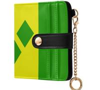 GuoChe Flag Of Uzbekistan Women's Leather Folding Wallet Portable PU Leather Folding Wallet for Men Women Travel, Flag of Saint Vincent and the Grenadines, One Size, Modern