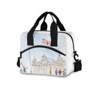 GuoChe Flag - Raising Ceremony Scene Lunch Box for Men with Shoulder Strap Meal Prep Lunch Bag for Teens Sturdy