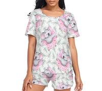 GuoChe Funny Koalas Womens Pajama Sets Short Sleeve Pajama Set for Women Pj Shorts for Ladies Lounge Set, Funny Koalas, XXL