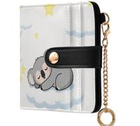 GuoChe Funny Sleeping Sloth with Baby Koala Mama Bear Napping Ladies Bifold Wallet Cute PU Leather Card Wallet for Woman Girl