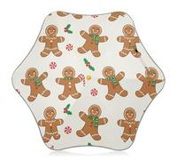 GuoChe Gingerbread Man Christmas Pattern Toddler and Little Kid Umbrella with Reflective Strip with Pinch-Proof Closure and Easy-Grip Hook Handle