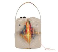 GuoChe Glowing Abstract Christmas Tree Crochet Yarn Bag Yarn Holder Crocheting Portable Storage Bag for Knitting Tools Knitting Project