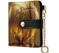 GuoChe Gold Dripping Basketball Trendy Urban Respect The Drip Ladies Slim Foldable Wallet Portable PU Leather Card Wallet for