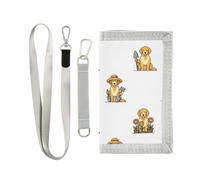 GuoChe Golden Retriever Pattern Variation Trifold Fold Wallets Cool Gifts Nylon Lightweight Fold Wallets with Lanyard