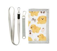 GuoChe Golden Retriever Pattern Variation Trifold Mens Trifold Wallet for Male Trendy Sturdy Mens Trifold Wallet with Lanyard