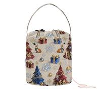 GuoChe Golden Tree & Gift Christmas Pattern Yarn Bags Knitting Bags Totes Portable Needle Storage for Crochet Carrier Knitting Crochet